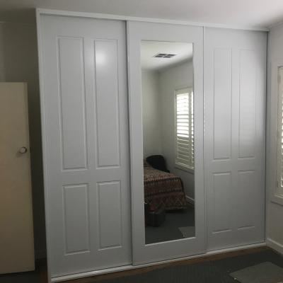 Three Door Stanford White Painted With One Inlaid Mirror